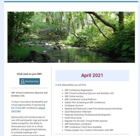 Screenshot of the April eNewsletter banner