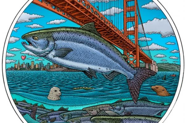 Golden Gate Salmon Artwork by Ray Troll