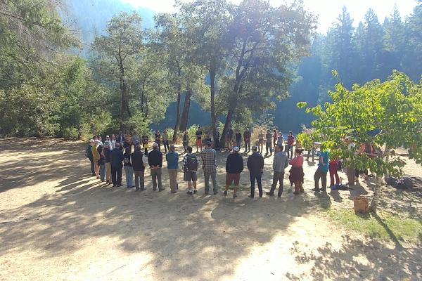 Morning Circle Prior to Field Tours (Photo credit Laura Bridy)