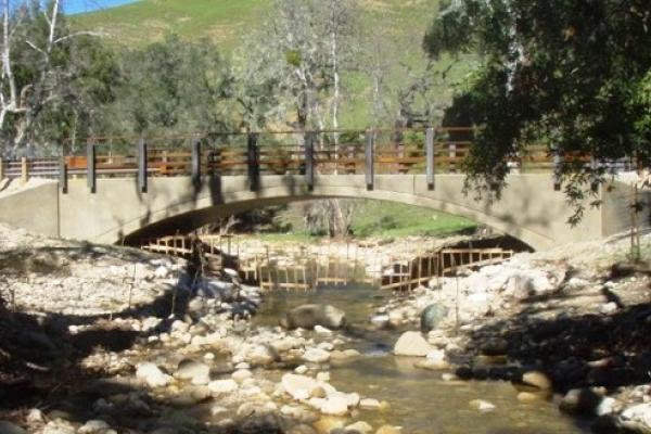 Quiota Creek Crossing 4, a recently completed fish passage project within the Santa Ynez River basin